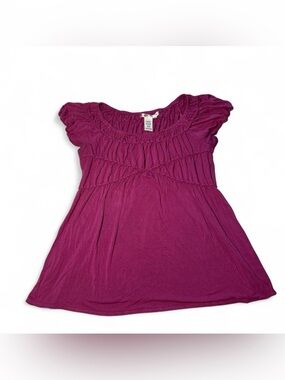 Bohemian Y2K Max Studio purple babydoll top with ruched detailing size medium☁️